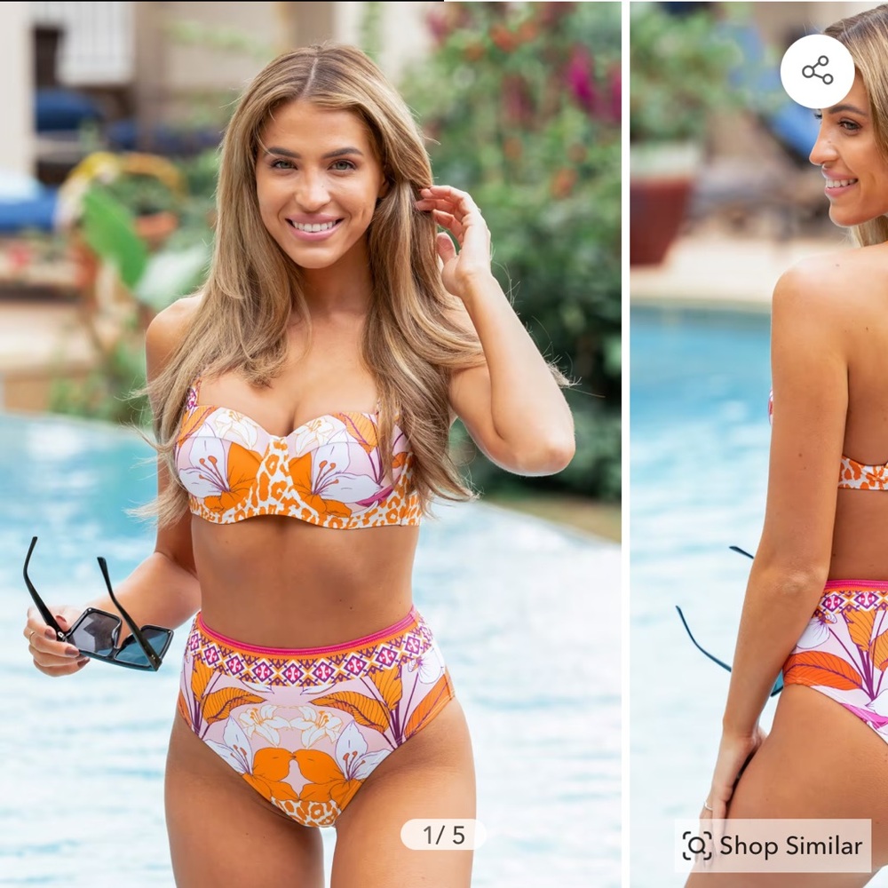 Cupshe Contrast Pattern Push Up Two Piece Bikini - M